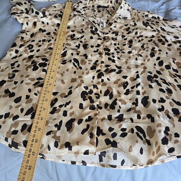 Rails Rebel Abstract Animal Print Silk Blouse Workwear Minimalist Luxe Sz L - Picture 7 of 9